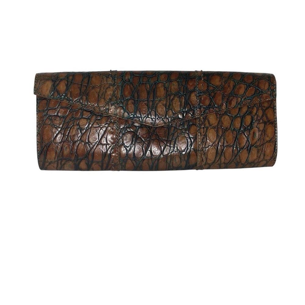 Vintage Sondra Roberts Croc Print Clutch Purse